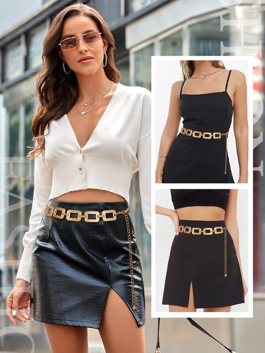 FIORETTO Chain Belts for Women Fashion Metal Waist Chain Chunky Belts for Dresses Jeans - Image 8