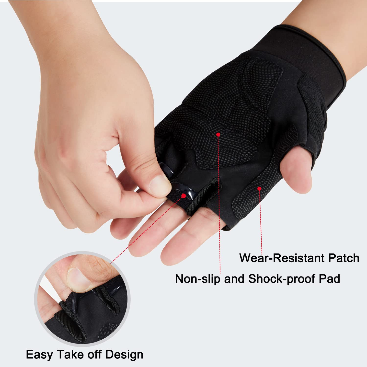 FIORETTO Fingerless Workout & Exercise Gloves for Gym, Weight Lifting, Airsoft, Shooting, Hunting, Hiking, Cycling, Driving, Motorcycle, Climbing M210603 - Image 3